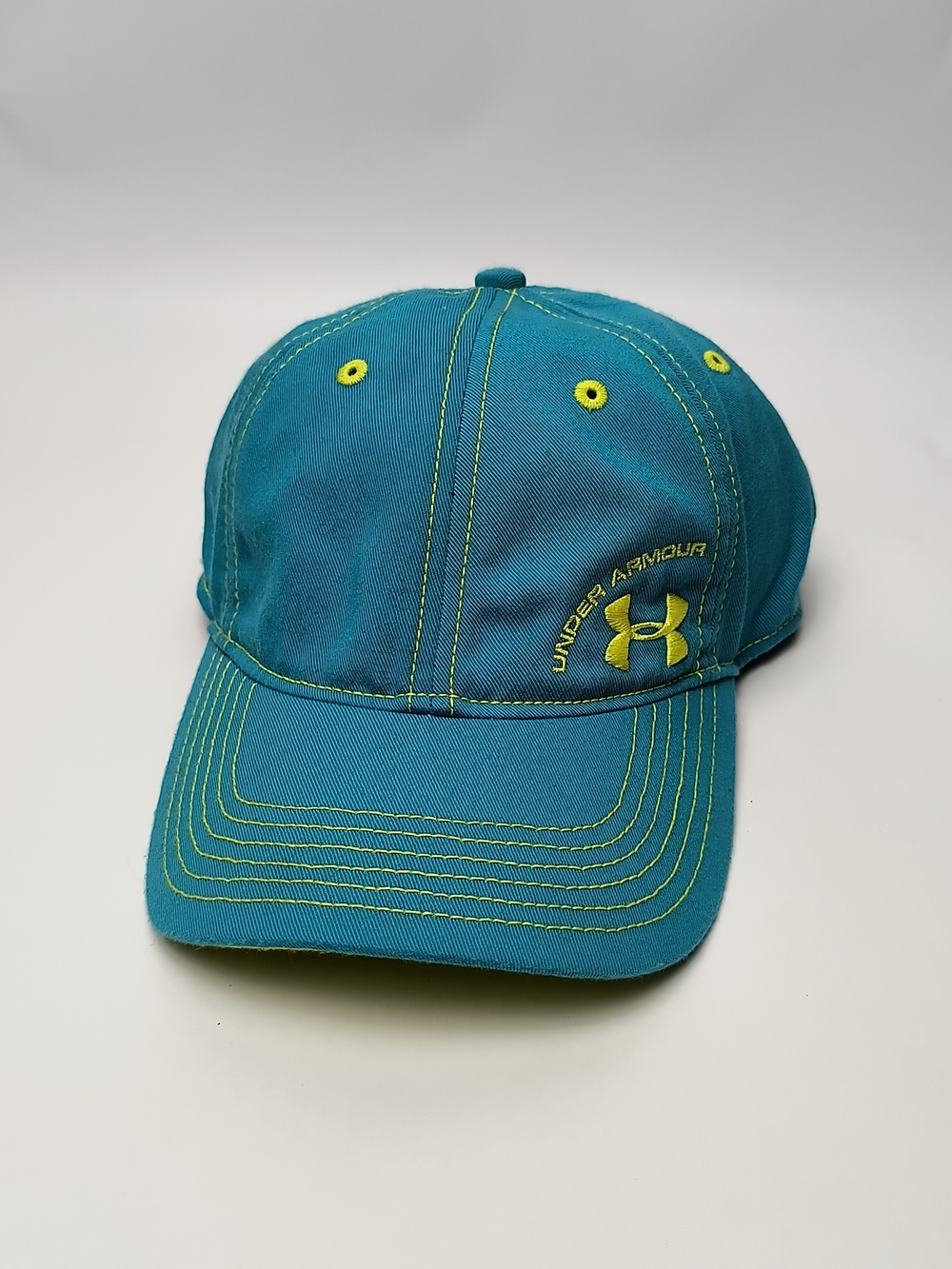 Under Armour Teal Baseball Cap with Lime Stitching - Women's
